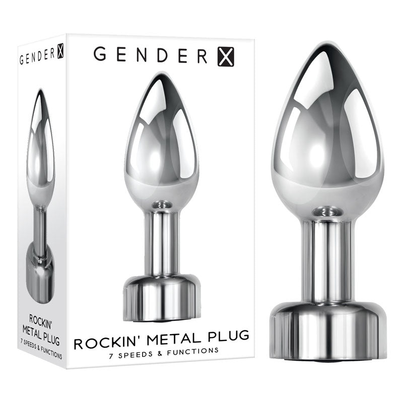 Gender X ROCKIN' METAL PLUG - Metallic 9.3 cm USB Rechargeable Butt Plug – Sex toys NZ by Naughtyhut. Discreet delivery nationwide.
