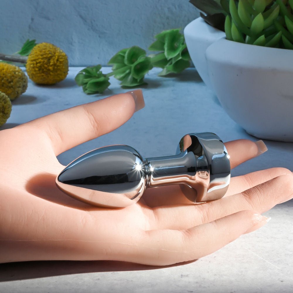 Gender X ROCKIN METAL PLUG MINI - Chrome 7.8 cm USB Rechargeable Vibrating Mini Butt Plug – Sex toys NZ by Naughtyhut. Discreet delivery nationwide.