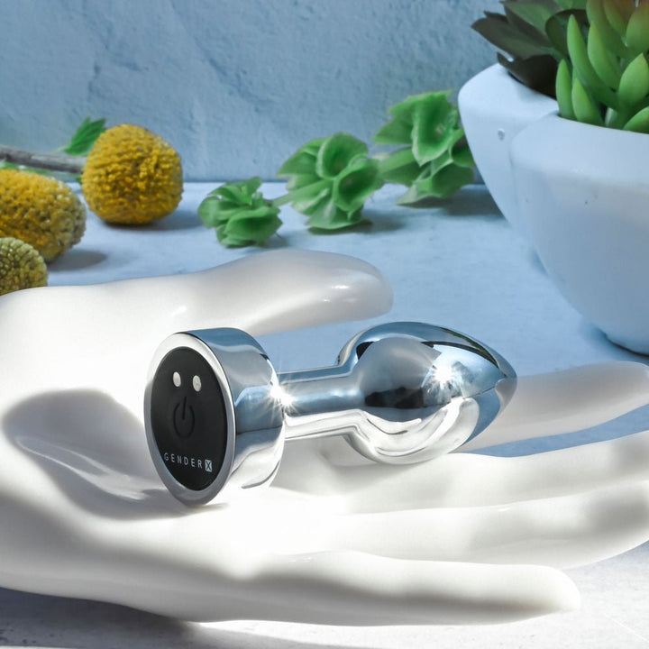 Gender X ROCKIN METAL PLUG MINI - Chrome 7.8 cm USB Rechargeable Vibrating Mini Butt Plug – Sex toys NZ by Naughtyhut. Discreet delivery nationwide.