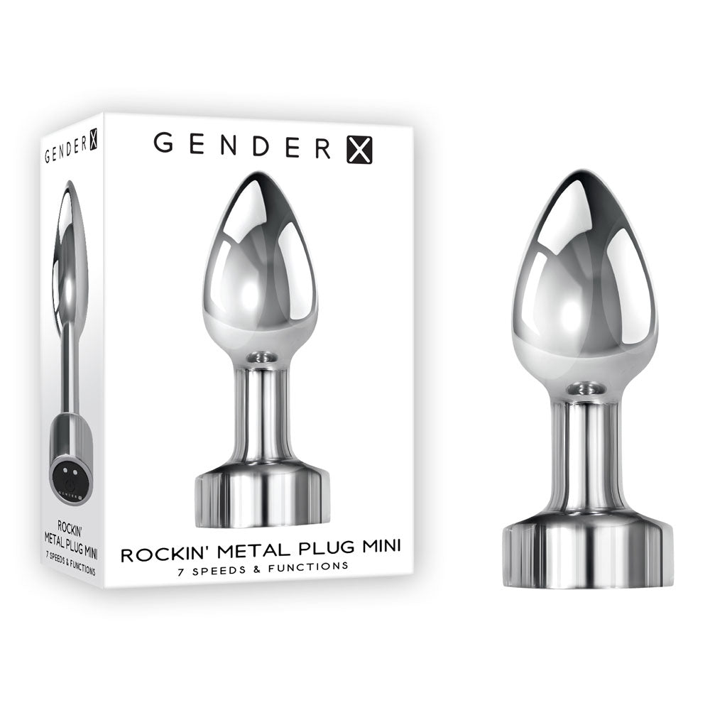 Gender X ROCKIN METAL PLUG MINI - Chrome 7.8 cm USB Rechargeable Vibrating Mini Butt Plug – Sex toys NZ by Naughtyhut. Discreet delivery nationwide.