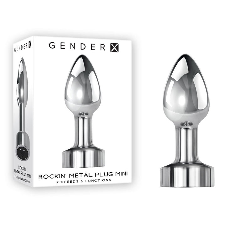 Gender X ROCKIN METAL PLUG MINI - Chrome 7.8 cm USB Rechargeable Vibrating Mini Butt Plug – Sex toys NZ by Naughtyhut. Discreet delivery nationwide.