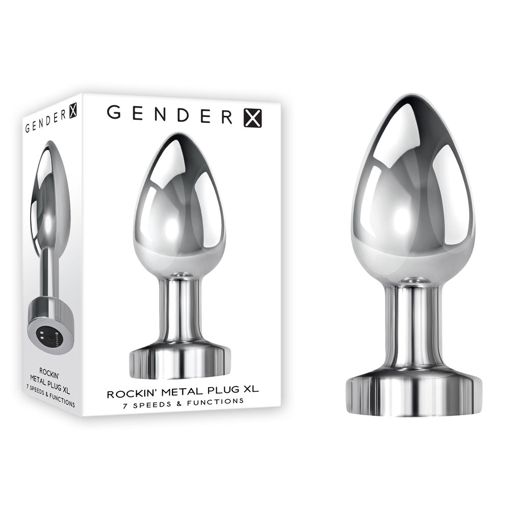 Gender X ROCKIN METAL PLUG XL - Chrome 10.5 cm USB Rechargeable Vibrating XL Butt Plug – Sex toys NZ by Naughtyhut. Discreet delivery nationwide.