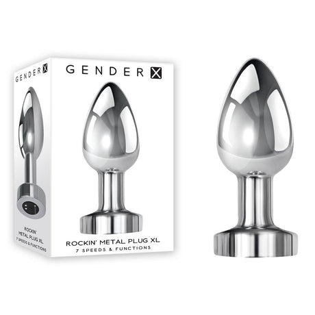 Buy Gender X ROCKIN METAL PLUG XL - Chrome 10.5 cm USB Rechargeable Vibrating XL Butt Plug – Naughtyhut NZ sex toys online. Discreet delivery & top brands.