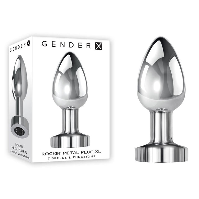 Buy Gender X ROCKIN METAL PLUG XL - Chrome 10.5 cm USB Rechargeable Vibrating XL Butt Plug – Naughtyhut NZ sex toys online. Discreet delivery & top brands.