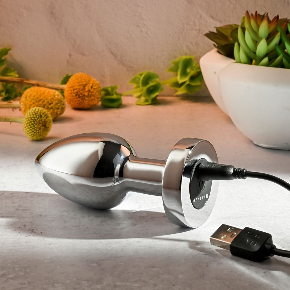 Buy Gender X ROCKIN METAL PLUG XL - Chrome 10.5 cm USB Rechargeable Vibrating XL Butt Plug – Naughtyhut NZ sex toys online. Discreet delivery & top brands.