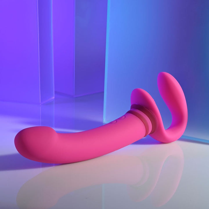 Gender X SHARING IS CARING - Pink 21.9 cm USB Rechargeable Strapless Strap - On – Sex toys NZ by Naughtyhut. Discreet delivery nationwide.