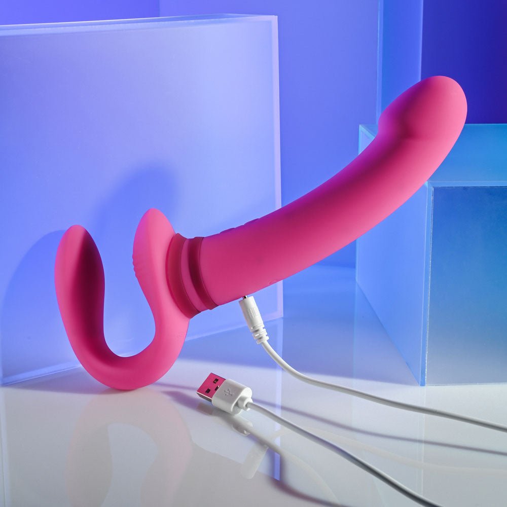 Gender X SHARING IS CARING - Pink 21.9 cm USB Rechargeable Strapless Strap - On – Sex toys NZ by Naughtyhut. Discreet delivery nationwide.