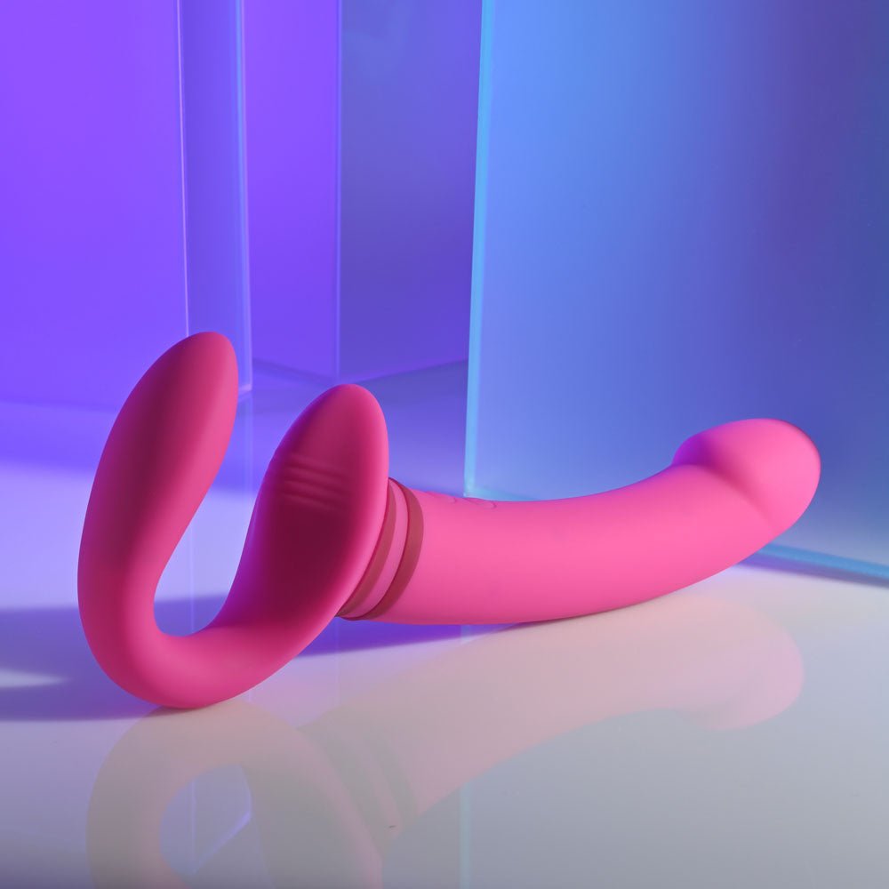 Gender X SHARING IS CARING - Pink 21.9 cm USB Rechargeable Strapless Strap - On – Sex toys NZ by Naughtyhut. Discreet delivery nationwide.