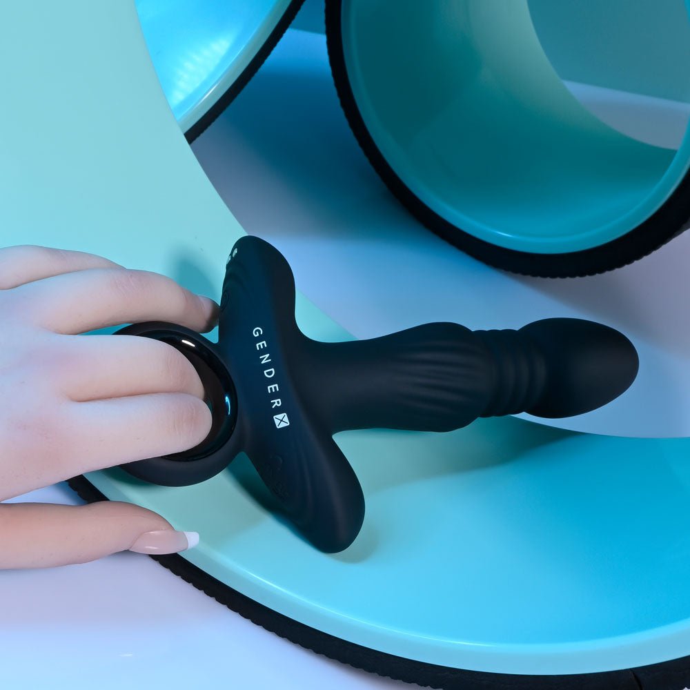 Buy Gender X SLAYER - Black 20 cm USB Rechargeable Thrusting Vibrating Butt Plug – Naughtyhut NZ sex toys online. Discreet delivery & top brands.
