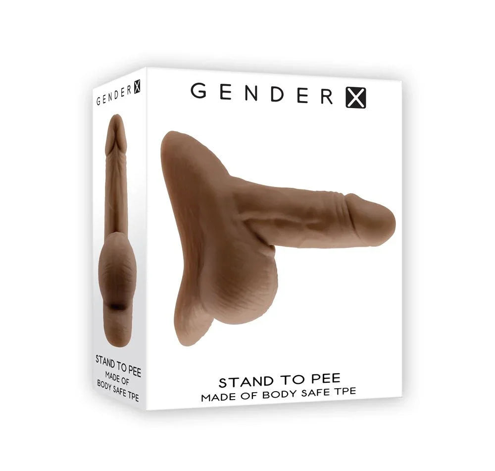 Gender X Stand To Pee funnel retail box in Dark, box art showing the realistic funnel