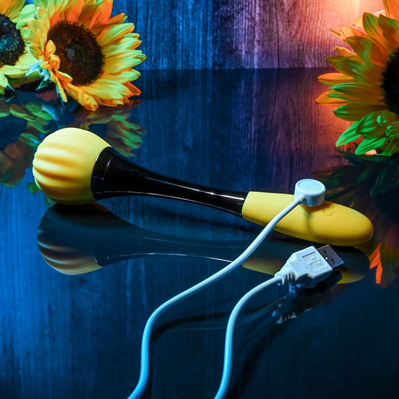 Gender X SUNFLOWER - Yellow 20 cm USB Rechargeable Massage Wand – Sex toys NZ by Naughtyhut. Discreet delivery nationwide.