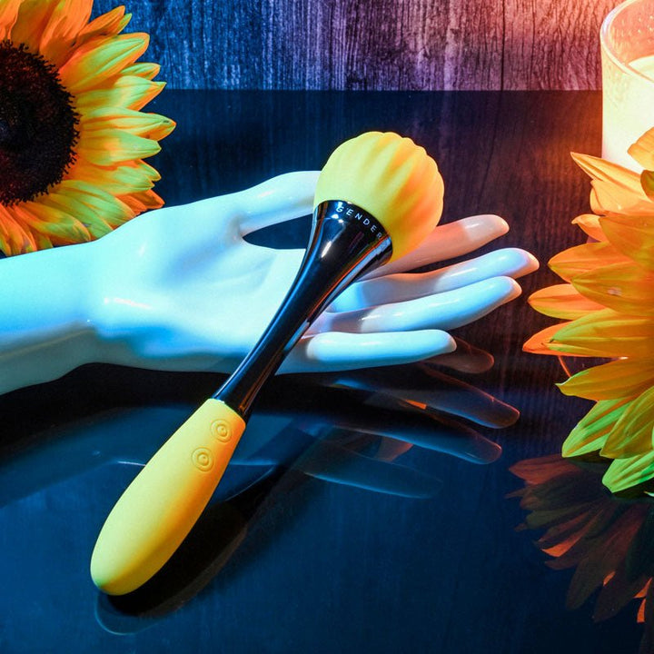 Gender X SUNFLOWER - Yellow 20 cm USB Rechargeable Massage Wand – Sex toys NZ by Naughtyhut. Discreet delivery nationwide.