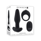 Buy Gender X TEAMWORK - Black USB Rechargeable Rimming Butt Plug & Vibrating Cock Ring – Naughtyhut NZ sex toys online. Discreet delivery & top brands.
