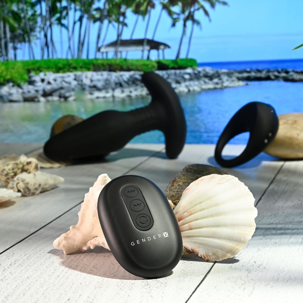 Gender X TEAMWORK - Black USB Rechargeable Rimming Butt Plug & Vibrating Cock Ring – Sex toys NZ by Naughtyhut. Discreet delivery nationwide.