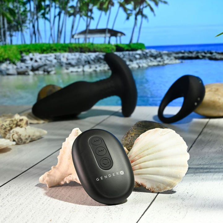 Gender X TEAMWORK - Black USB Rechargeable Rimming Butt Plug & Vibrating Cock Ring – Sex toys NZ by Naughtyhut. Discreet delivery nationwide.