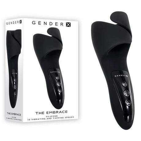 Buy Gender X THE EMBRACE - Black USB Rechargeable Male Vibrator – Naughtyhut NZ sex toys online. Discreet delivery & top brands.