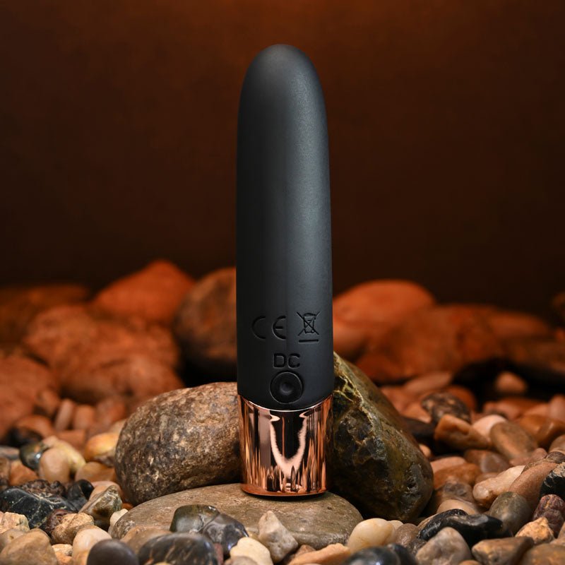 Buy Gender X THE GOLD STANDARD - Black/Rose Gold 10 cm USB Rechargeable Bullet – Naughtyhut NZ sex toys online. Discreet delivery & top brands.