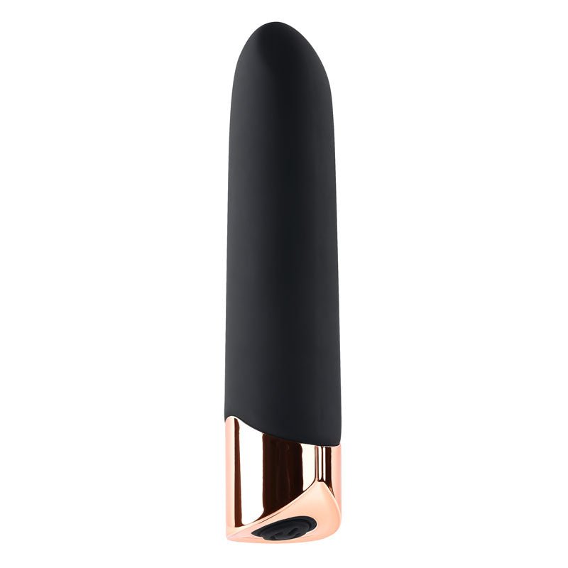 Gender X THE GOLD STANDARD - Black/Rose Gold 10 cm USB Rechargeable Bullet – Sex toys NZ by Naughtyhut. Discreet delivery nationwide.