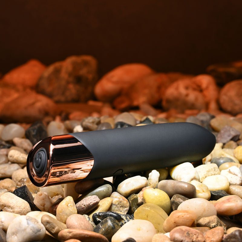 Gender X THE GOLD STANDARD - Black/Rose Gold 10 cm USB Rechargeable Bullet – Sex toys NZ by Naughtyhut. Discreet delivery nationwide.