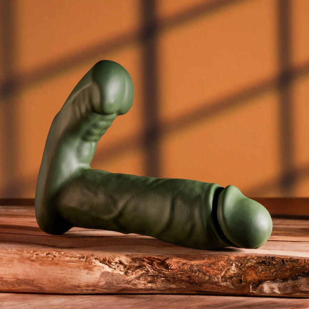 Gender X THE HUNK - Green 15.2 cm USB Rechargeable Thrusting Vibrator with Remote – Sex toys NZ by Naughtyhut. Discreet delivery nationwide.