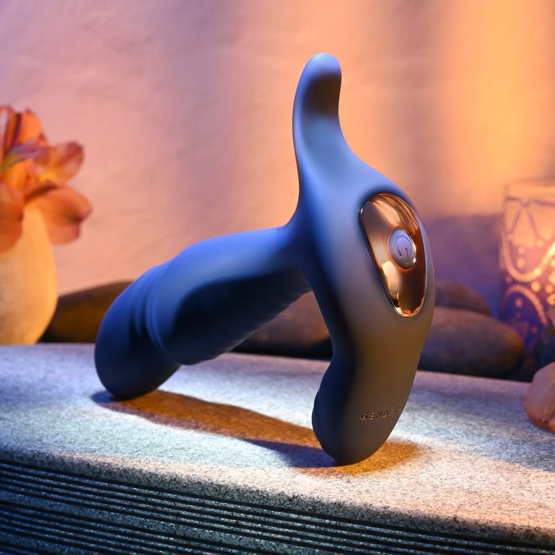 Buy Gender X TRUE BLUE - Blue 13.5 cm USB Rechargeable Thrusting Prostate Massager – Naughtyhut NZ sex toys online. Discreet delivery & top brands.