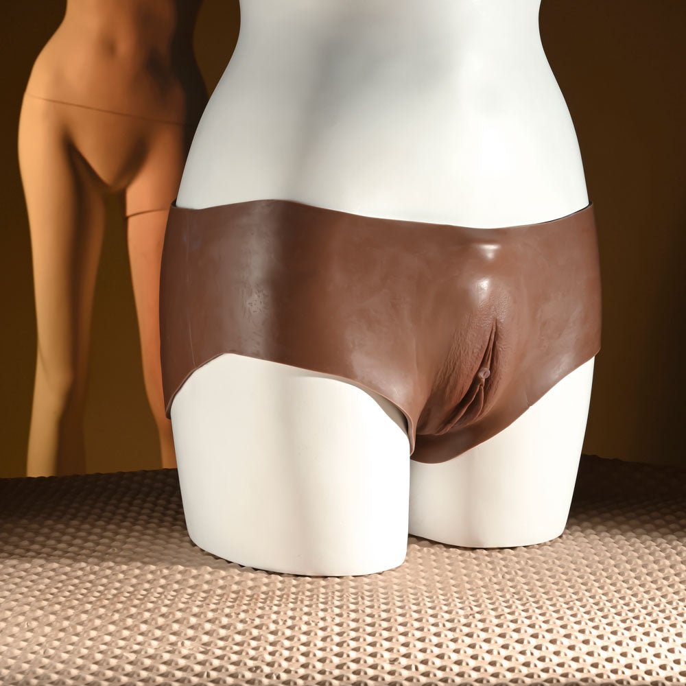 Buy Gender X UNDERGARMENTS - BRIEFS - Dark - Brown Wearable Vagina Briefs – Naughtyhut NZ sex toys online. Discreet delivery & top brands.