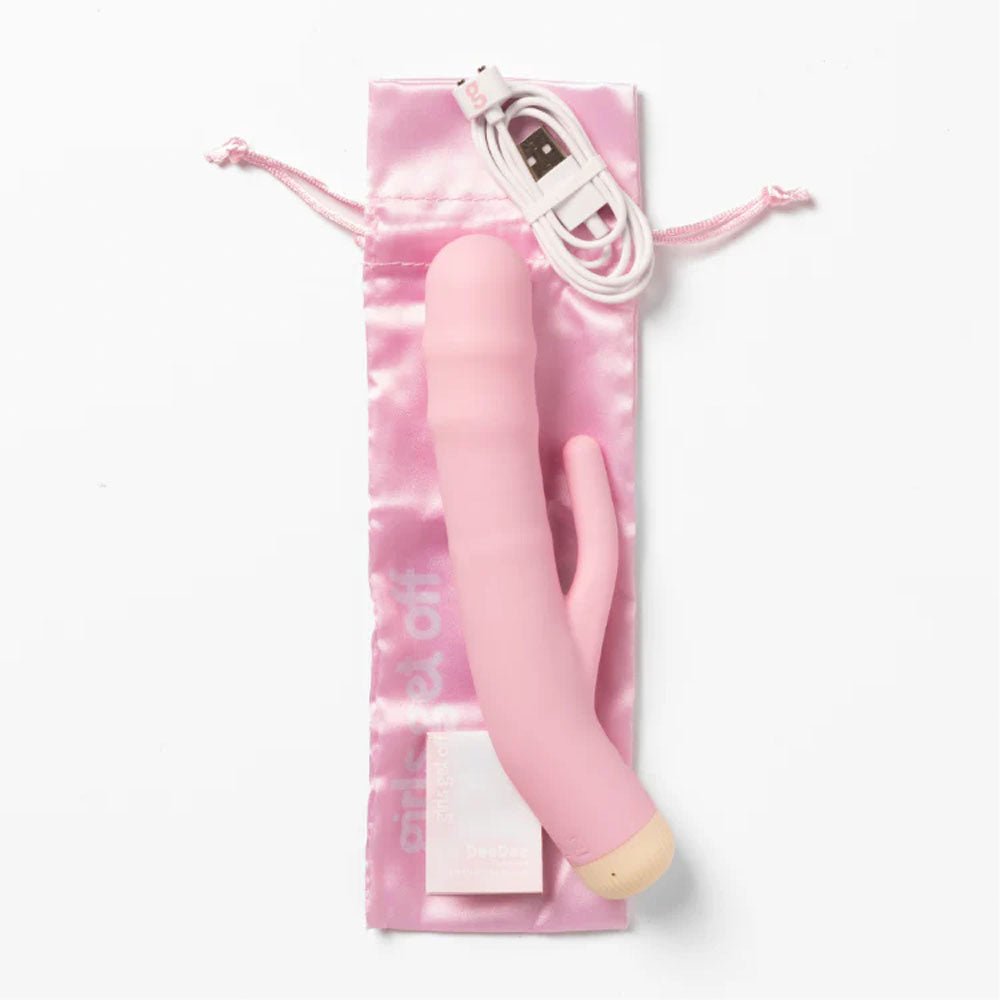 Buy Girls Get Off - DeeDee - Pink 19 cm USB Rechargeable Thrusting Rabbit Vibrator – Naughtyhut NZ sex toys online. Discreet delivery & top brands.