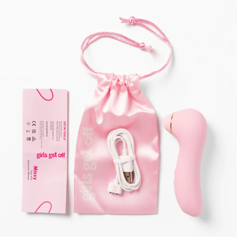 Buy Girls Get Off - Missy - Pink USB Rechargeable Air Pulse Clitoral Stimulator – Naughtyhut NZ sex toys online. Discreet delivery & top brands.