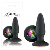 Buy Glams - Black 10.4 cm (4'') Butt Plug with Rainbow Sparkling Gem – Naughtyhut NZ sex toys online. Discreet delivery & top brands.