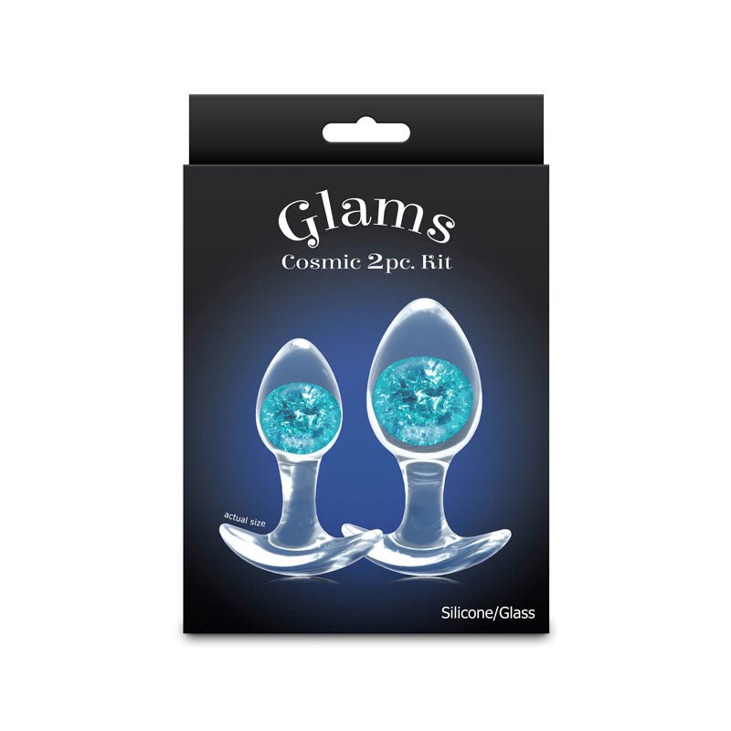 Glams Cosmic 2pc Kit - Blue - Clear/Blue Butt Plugs - Set of 2 Sizes – Sex toys NZ by Naughtyhut. Discreet delivery nationwide.