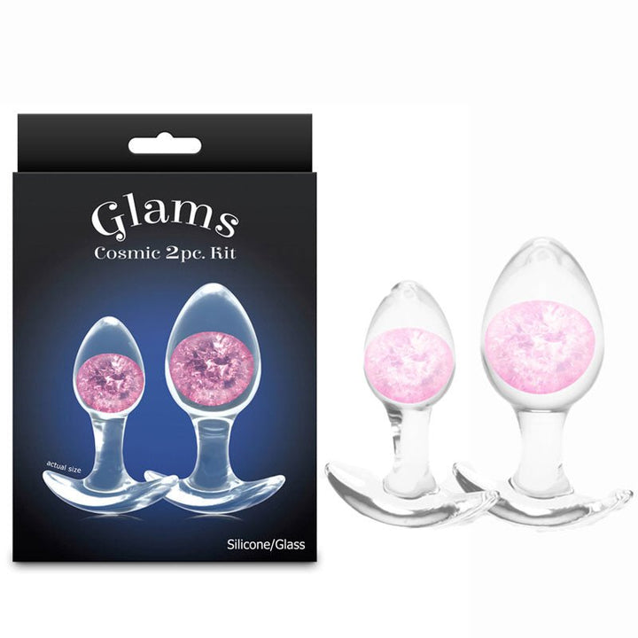 Glams Cosmic 2pc Kit - Pink - Clear/Pink Butt Plugs - Set of 2 Sizes – Sex toys NZ by Naughtyhut. Discreet delivery nationwide.