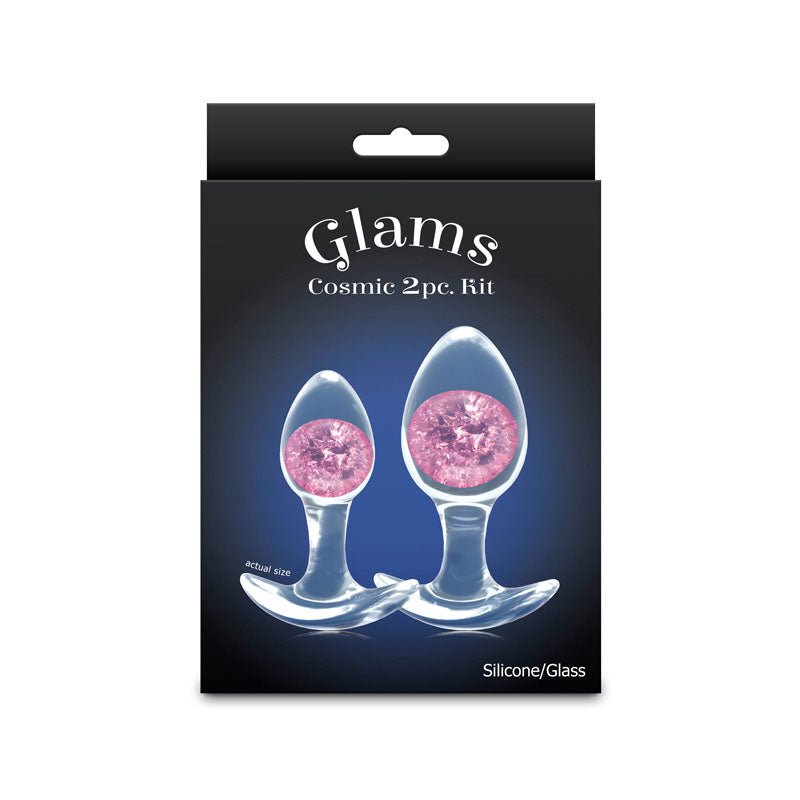Glams Cosmic 2pc Kit - Pink - Clear/Pink Butt Plugs - Set of 2 Sizes – Sex toys NZ by Naughtyhut. Discreet delivery nationwide.