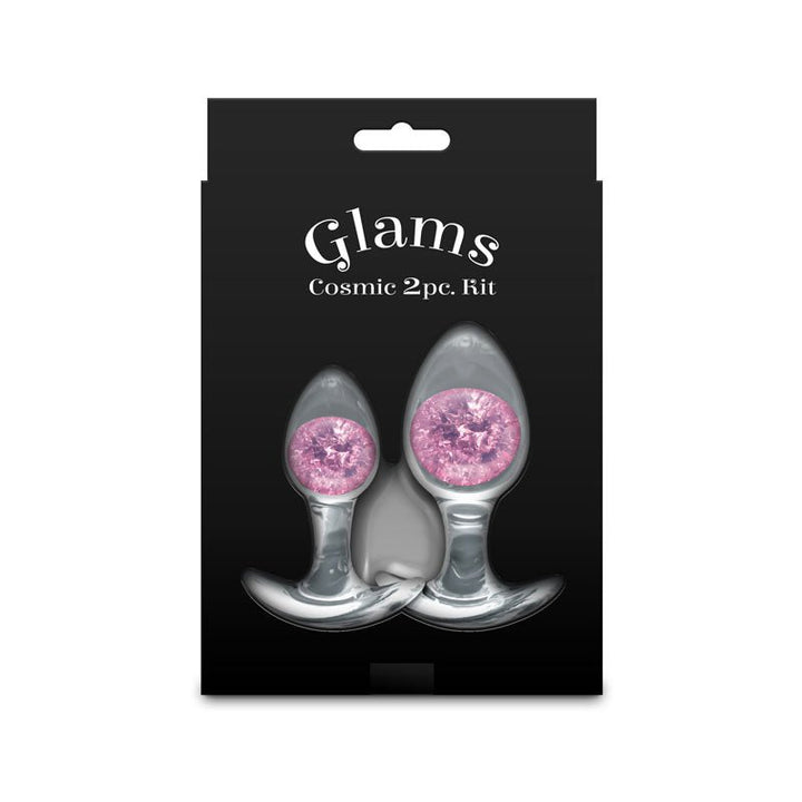Glams Cosmic 2pc Kit - Pink - Clear/Pink Butt Plugs - Set of 2 Sizes – Sex toys NZ by Naughtyhut. Discreet delivery nationwide.