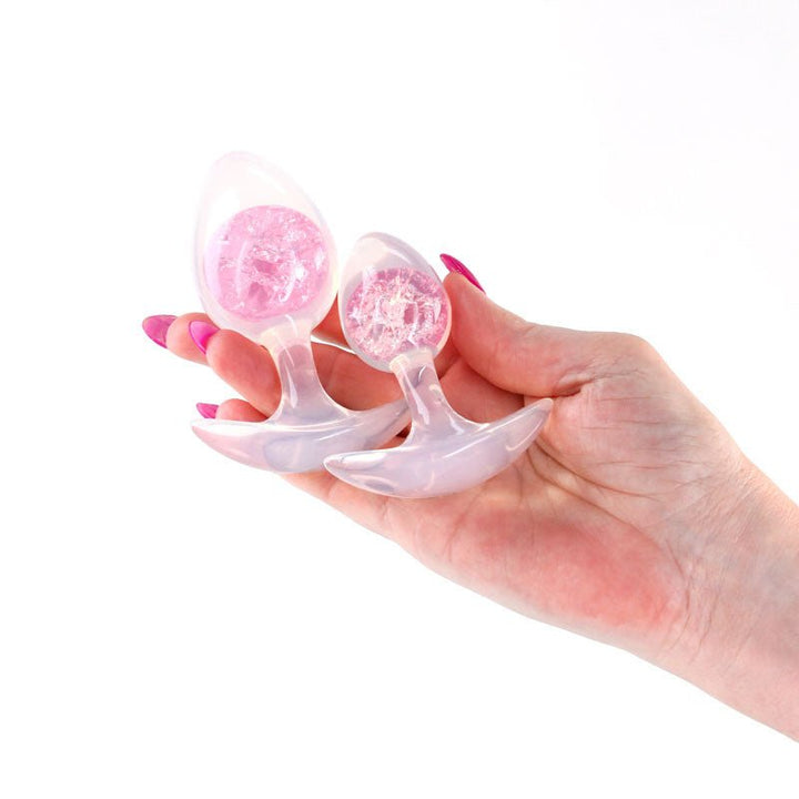 Glams Cosmic 2pc Kit - Pink - Clear/Pink Butt Plugs - Set of 2 Sizes – Sex toys NZ by Naughtyhut. Discreet delivery nationwide.