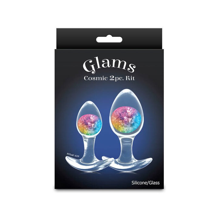 Glams Cosmic 2pc Kit - Rainbow - Clear/Rainbow Butt Plugs - Set of 2 Sizes – Sex toys NZ by Naughtyhut. Discreet delivery nationwide.