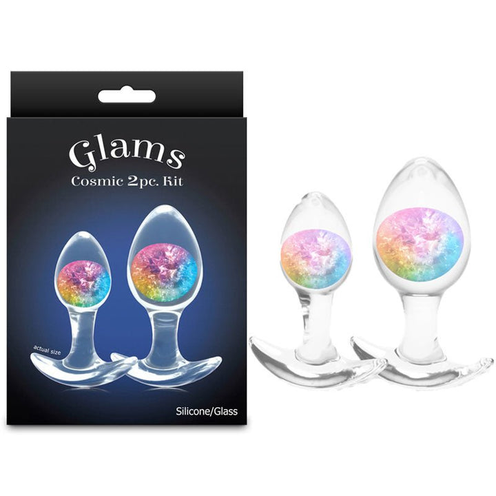 Glams Cosmic 2pc Kit - Rainbow - Clear/Rainbow Butt Plugs - Set of 2 Sizes – Sex toys NZ by Naughtyhut. Discreet delivery nationwide.
