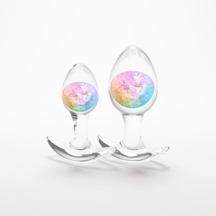 Glams Cosmic 2pc Kit - Rainbow - Clear/Rainbow Butt Plugs - Set of 2 Sizes – Sex toys NZ by Naughtyhut. Discreet delivery nationwide.