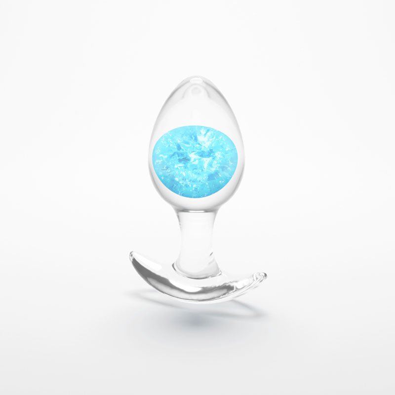 Glams Cosmic - Medium - Blue - Clear/Blue 9.5 cm Small Butt Plug – Sex toys NZ by Naughtyhut. Discreet delivery nationwide.