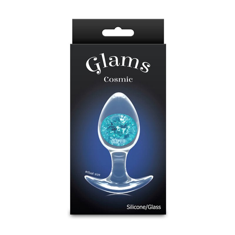 Glams Cosmic - Medium - Blue - Clear/Blue 9.5 cm Small Butt Plug – Sex toys NZ by Naughtyhut. Discreet delivery nationwide.