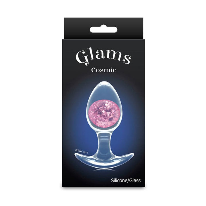Glams Cosmic - Medium - Pink - Clear/Pink 9.5 cm Small Butt Plug – Sex toys NZ by Naughtyhut. Discreet delivery nationwide.