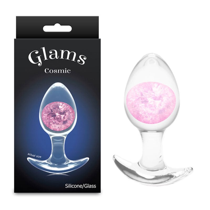Glams Cosmic - Medium - Pink - Clear/Pink 9.5 cm Small Butt Plug – Sex toys NZ by Naughtyhut. Discreet delivery nationwide.