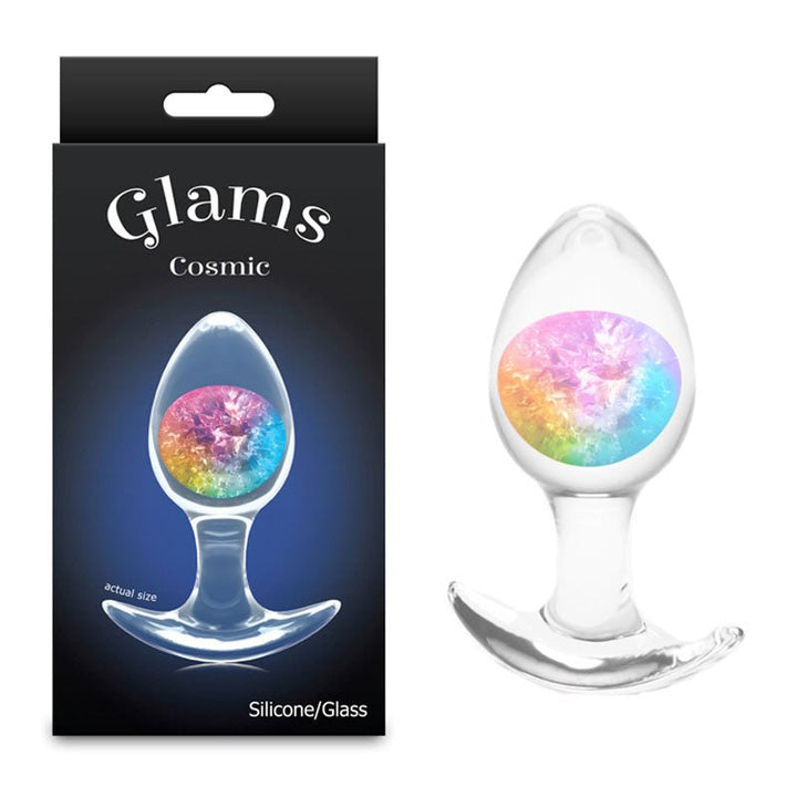 Glams Cosmic - Medium - Rainbow - Clear/Rainbow 9.5 cm Small Butt Plug – Sex toys NZ by Naughtyhut. Discreet delivery nationwide.
