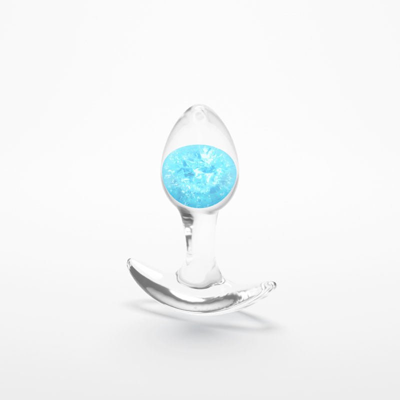 Glams Cosmic - Small - Blue - Clear/Blue 8.1 cm Small Butt Plug – Sex toys NZ by Naughtyhut. Discreet delivery nationwide.