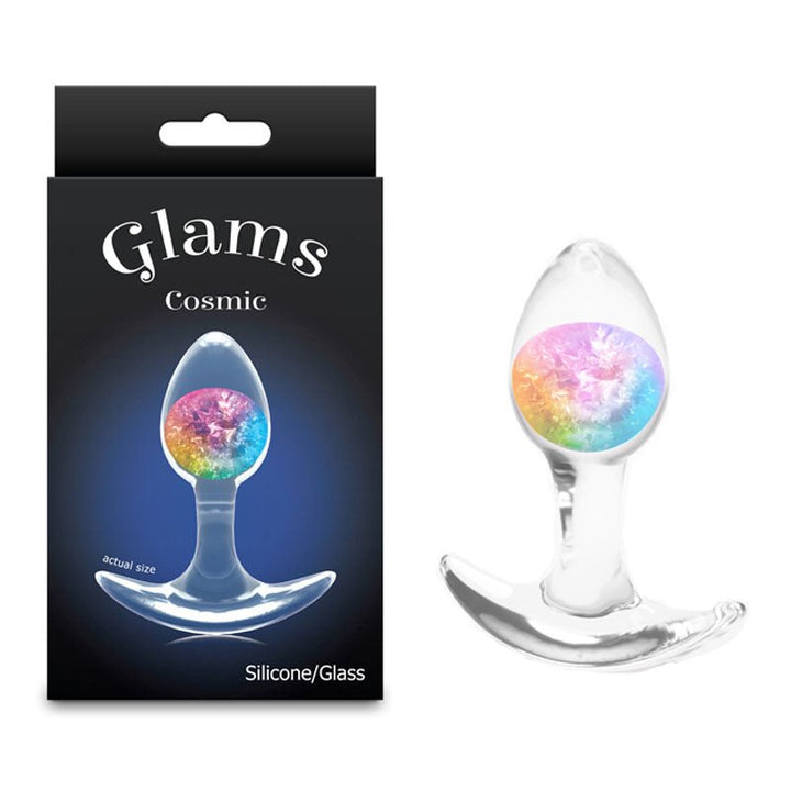 Glams Cosmic - Small - Rainbow - Clear/Rainbow 8.1 cm Small Butt Plug – Sex toys NZ by Naughtyhut. Discreet delivery nationwide.