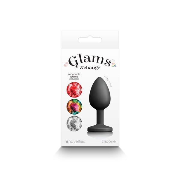 Glams Xchange Round - Small - Black Small Butt Plug with Interchangeable Round Gems – Sex toys NZ by Naughtyhut. Discreet delivery nationwide.