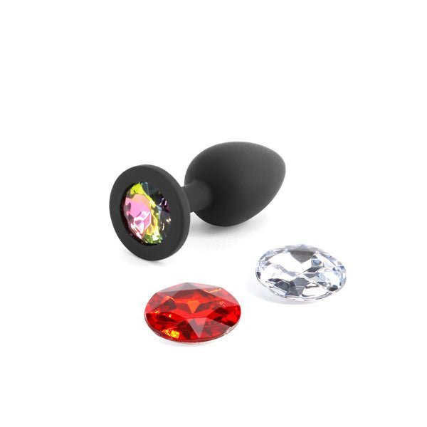 Glams Xchange Round - Small - Black Small Butt Plug with Interchangeable Round Gems – Sex toys NZ by Naughtyhut. Discreet delivery nationwide.