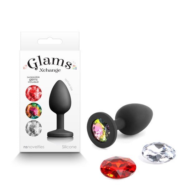 Glams Xchange Round - Small - Black Small Butt Plug with Interchangeable Round Gems – Sex toys NZ by Naughtyhut. Discreet delivery nationwide.