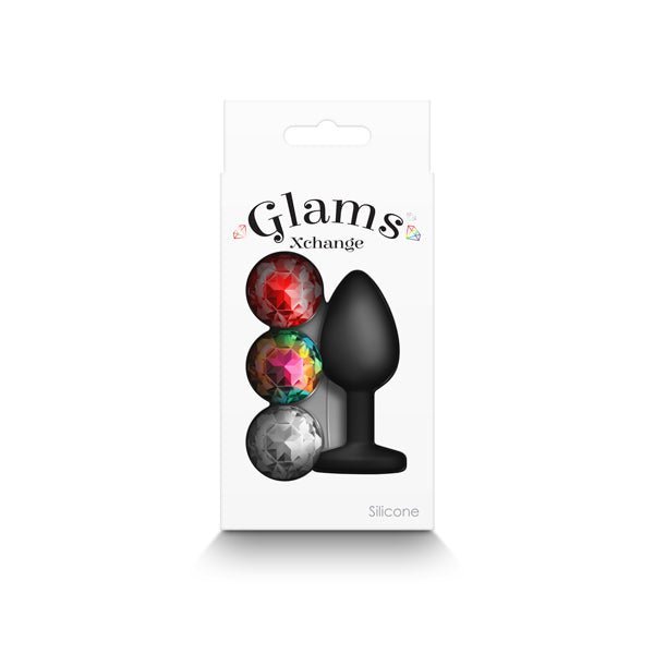 Glams Xchange Round - Small - Black Small Butt Plug with Interchangeable Round Gems – Sex toys NZ by Naughtyhut. Discreet delivery nationwide.