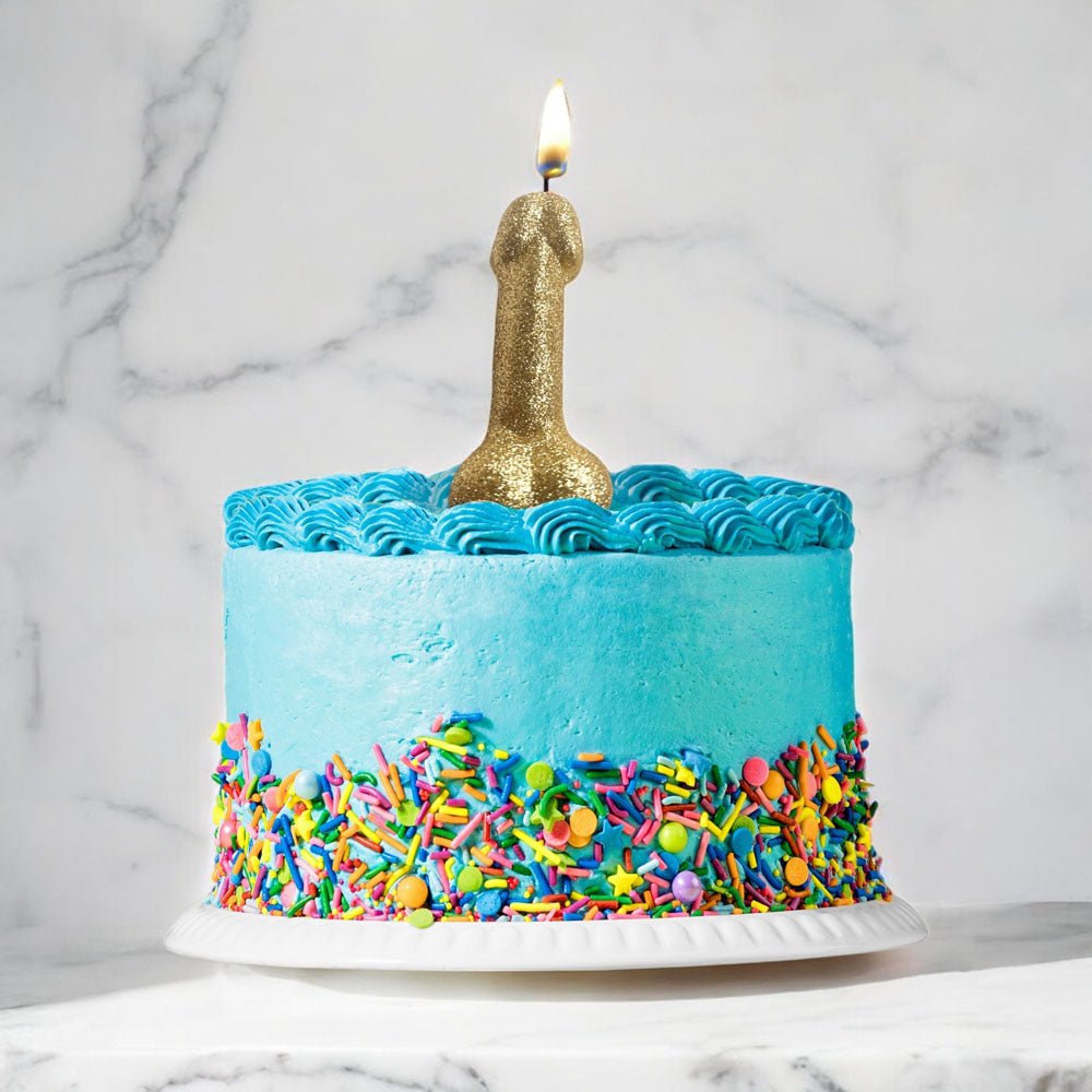 Glitterati Gold Glitter Penis Candle - Gold 10 cm Penis Party Candle – Sex toys NZ by Naughtyhut. Discreet delivery nationwide.