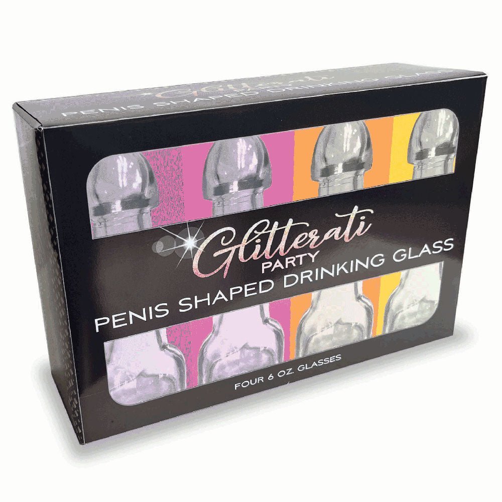 Glitterati Penis 6oz Drinking Glass Pack - 4 Pack – Sex toys NZ by Naughtyhut. Discreet delivery nationwide.